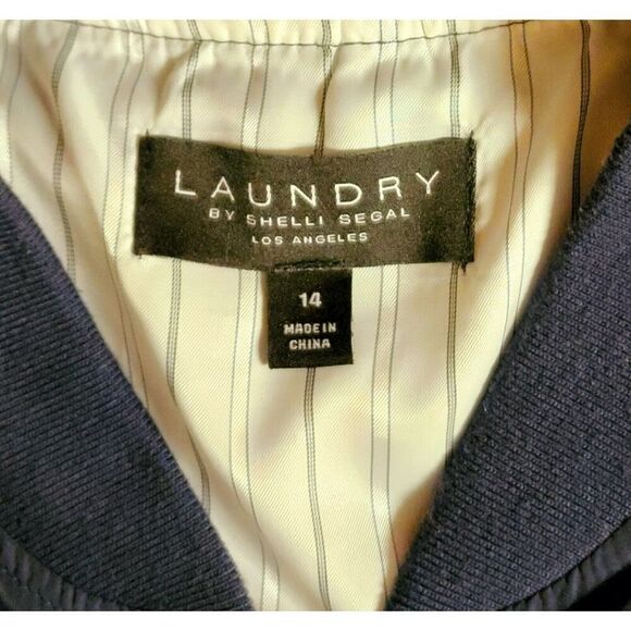 Laundry by Shelli Segal New Casual Lace-Trim Bomber Jacket Midnight Blue Size 14 - Picture 7 of 7